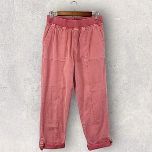 Soft Surroundings Pull On Cuffed Pants Reddish Pink Stretch Waist Size S